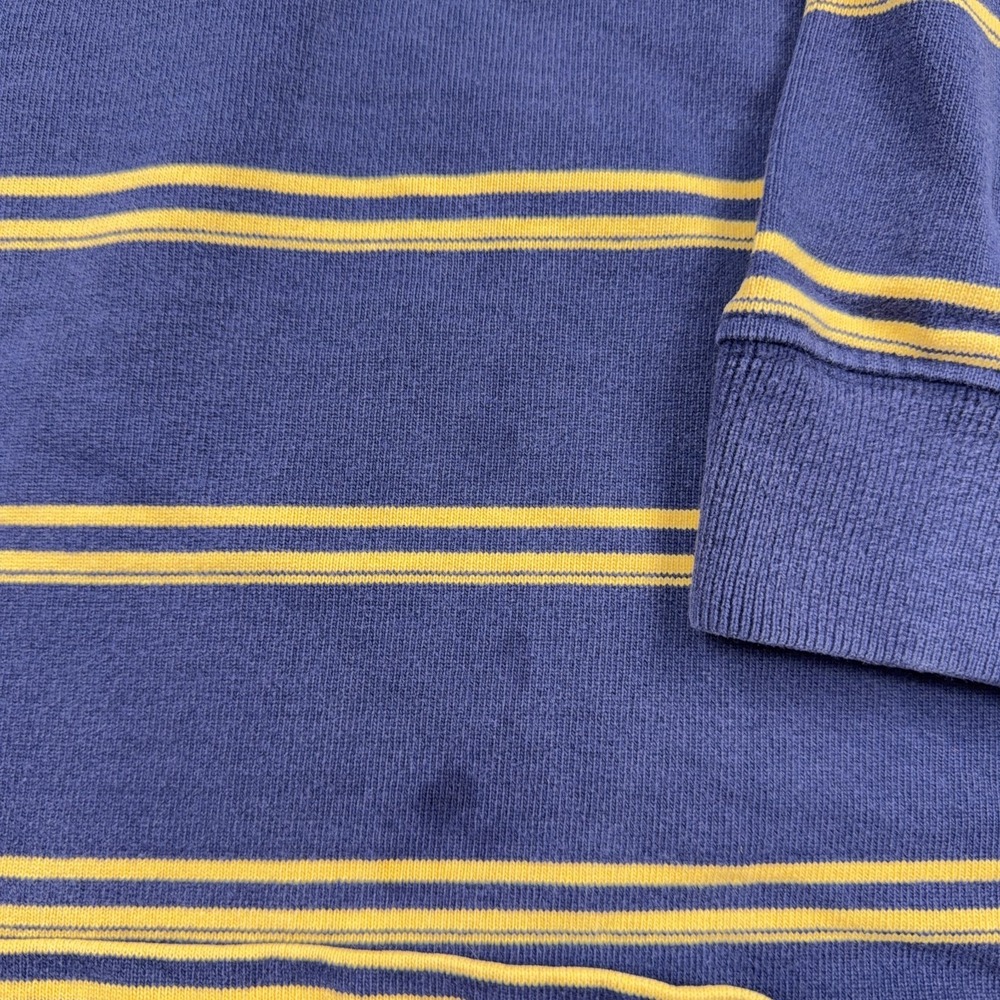 LL Bean Rugby Polo Shirt Men XL Blue Yellow Striped Long Sleeve VTG White Collar - Picture 4 of 12